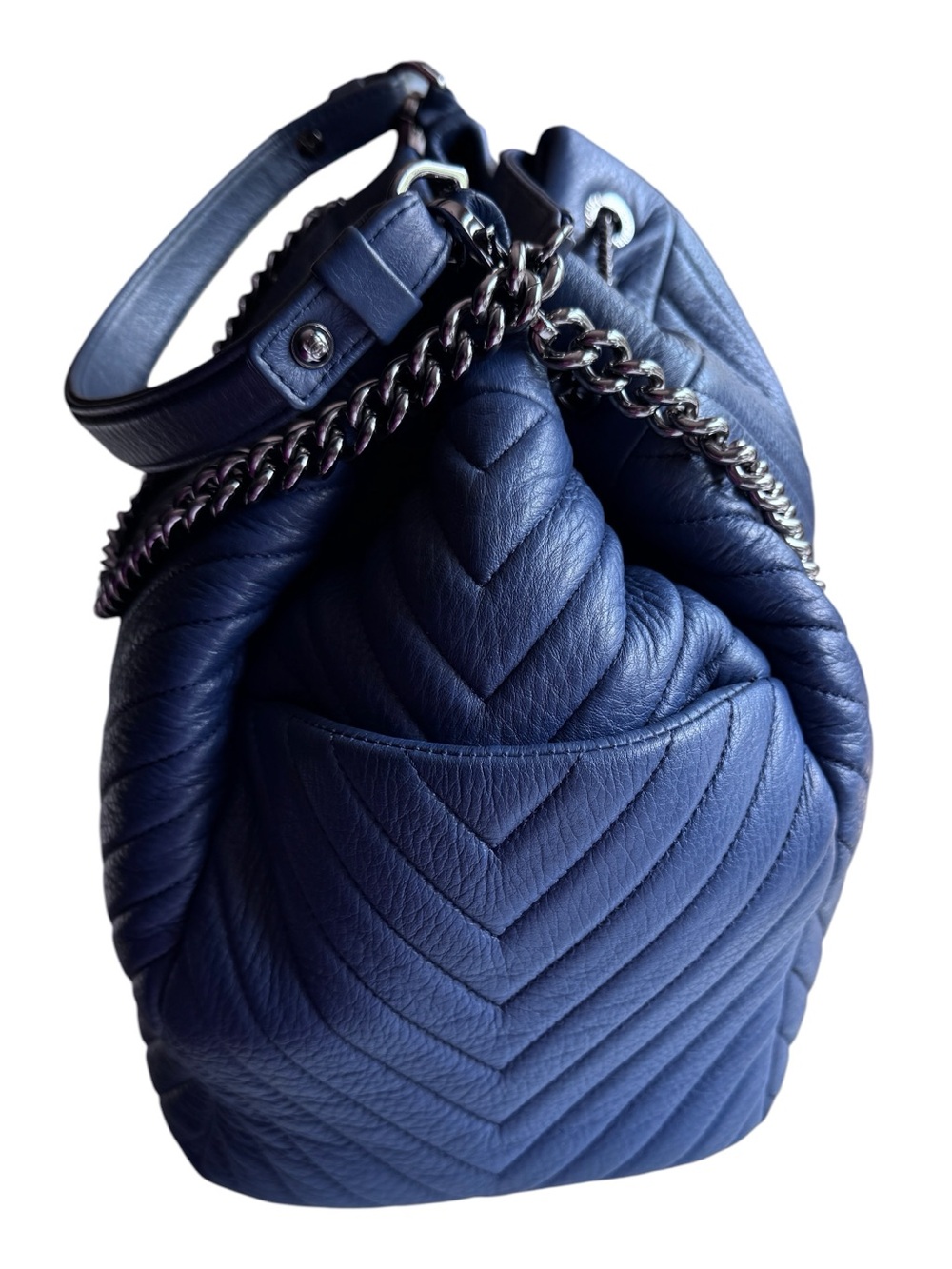 CHANEL Blue Chevron Shoulder Bag - Picture 5 of 11